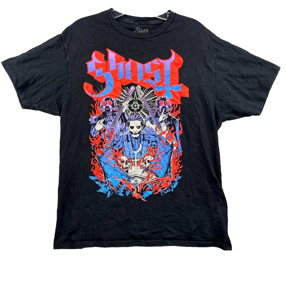 Ghost Cardinal Copia & Ghouls T Shirt Mens Large Black Graphic Band Rock Tee